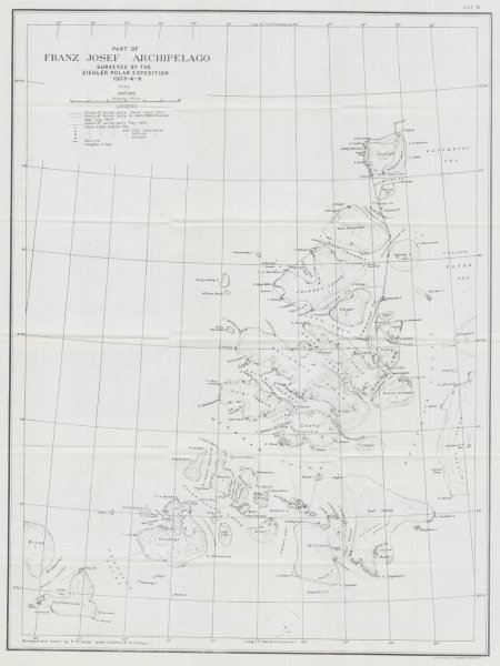 Russell Porter’s map of part of Franz Josef Land surveyed during the Ziegler expedition, 1903 to 1905.